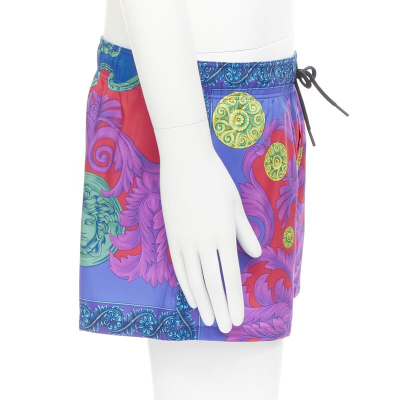 VERSACE Medusa Trionfo Garden blue purple Barocco print swim shorts IT4 M