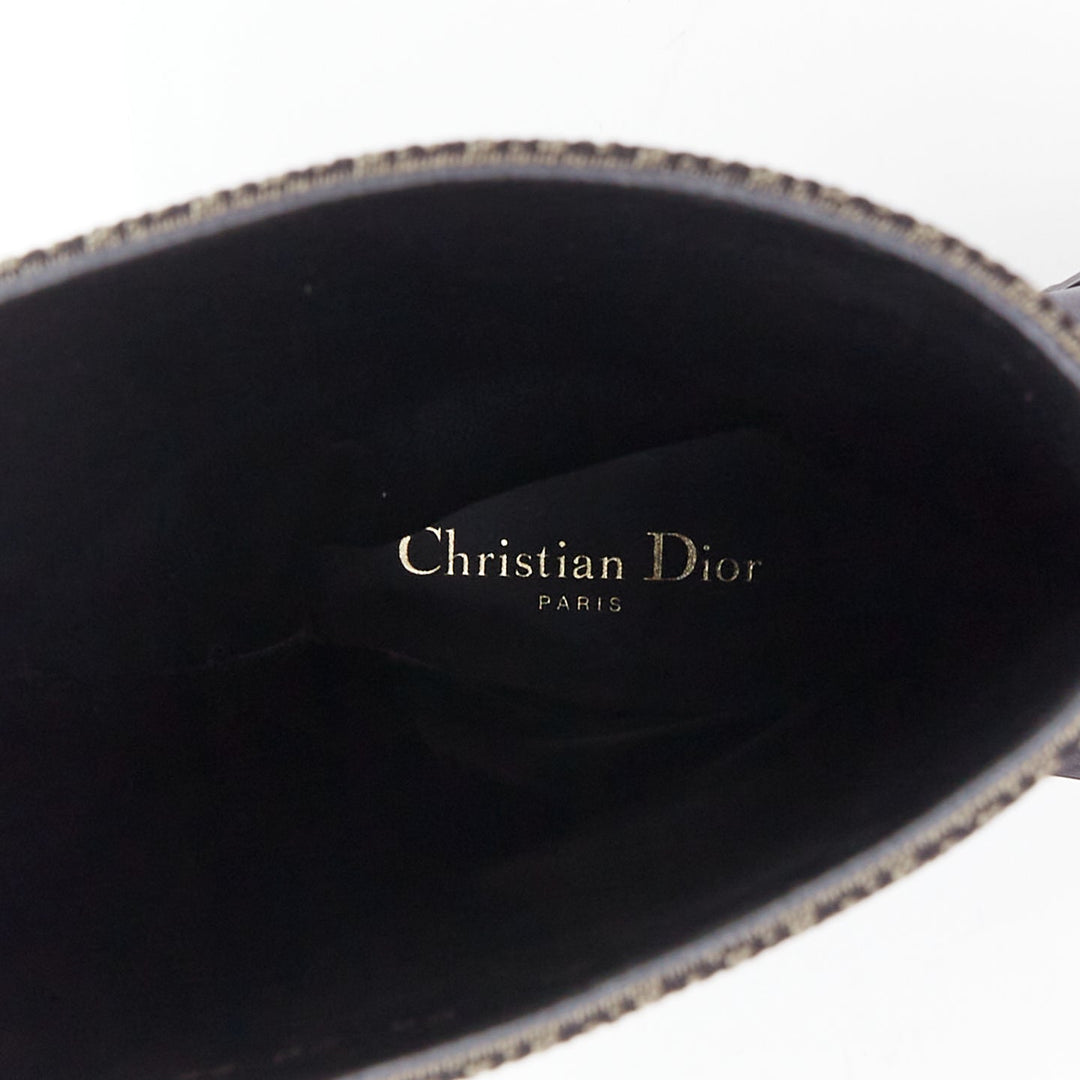 CHRISTIAN DIOR D-Major black khaki logo canvas safari boots EU38