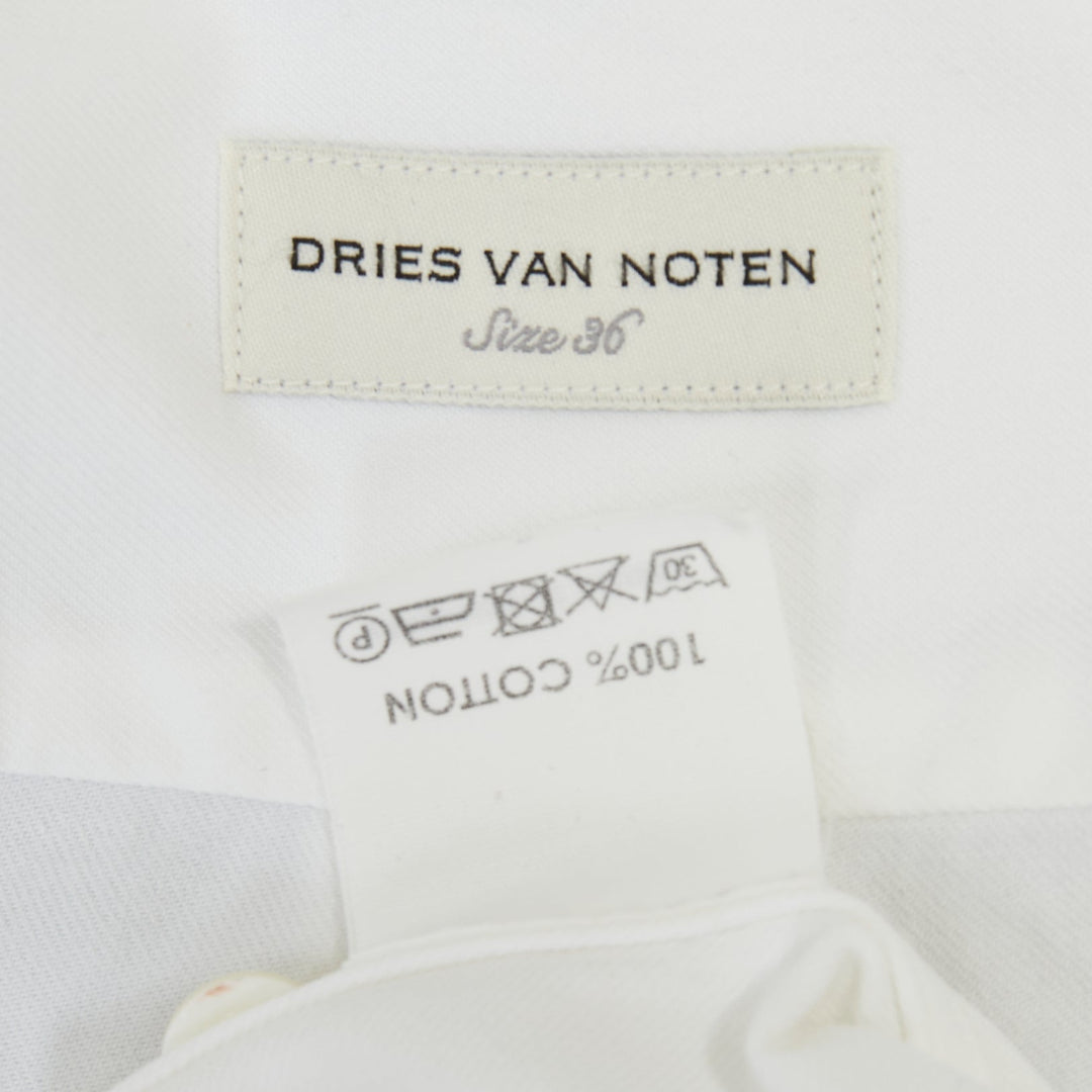 DRIES VAN NOTEN 2016 Runway military badge bib panel cotton shirt dress FR36 S