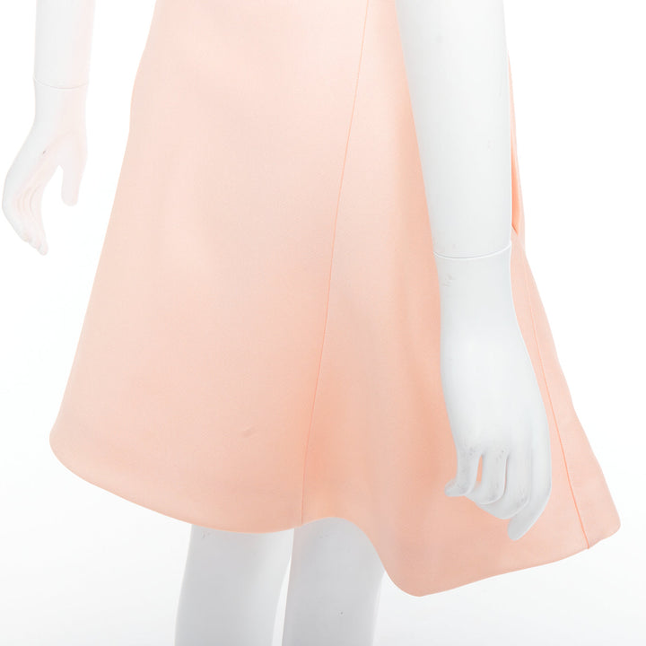 BALENCIAGA 2013 pink 100% silk crepe panelled Aline knee skirt FR38 M