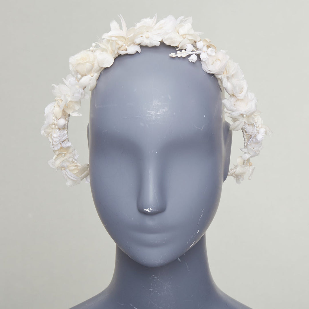 rare SAINT LAURENT 2023 Runway Bohemian Bridal rose bud silk voile headband
