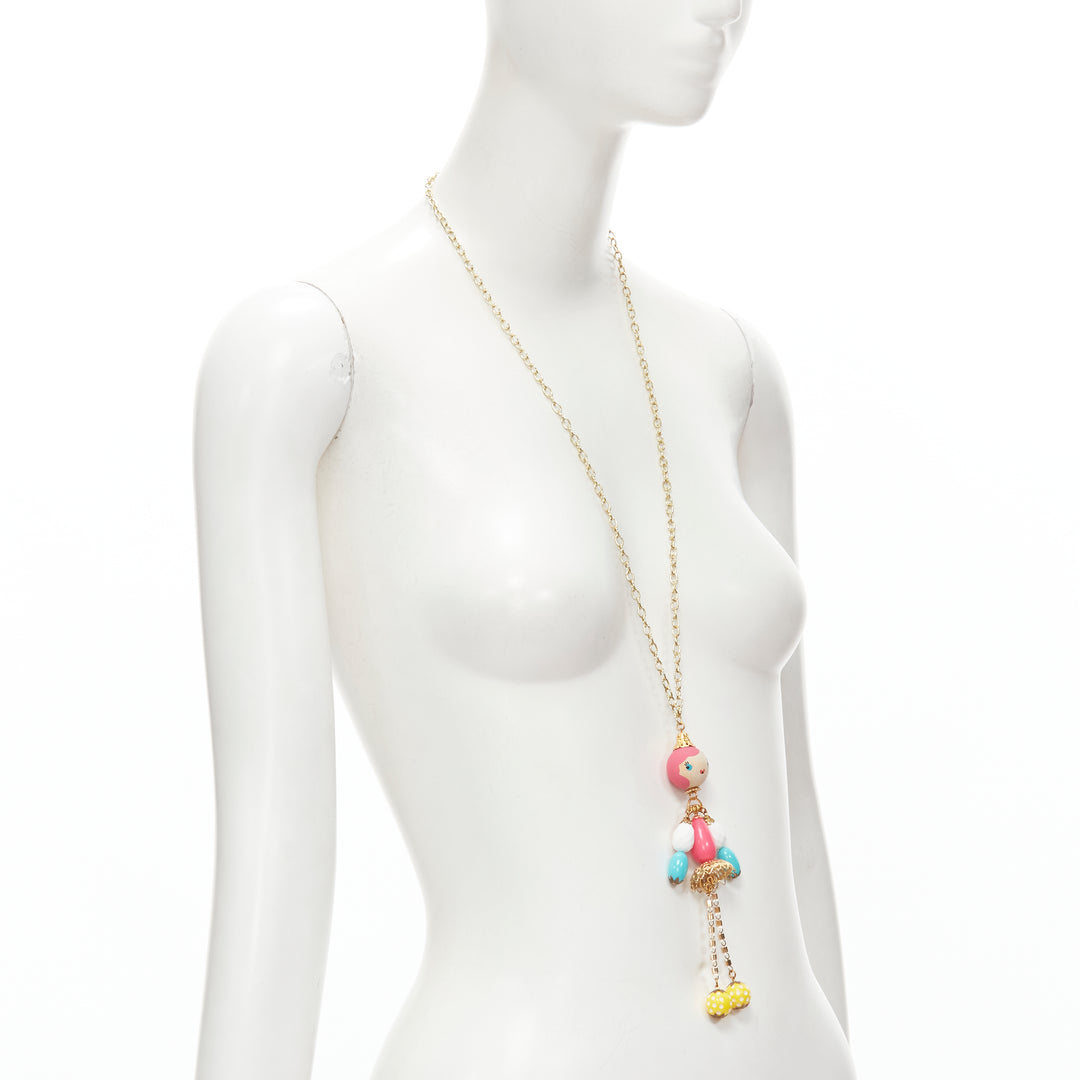 PATCH NYC colourful wood puppet doll charm necklace
