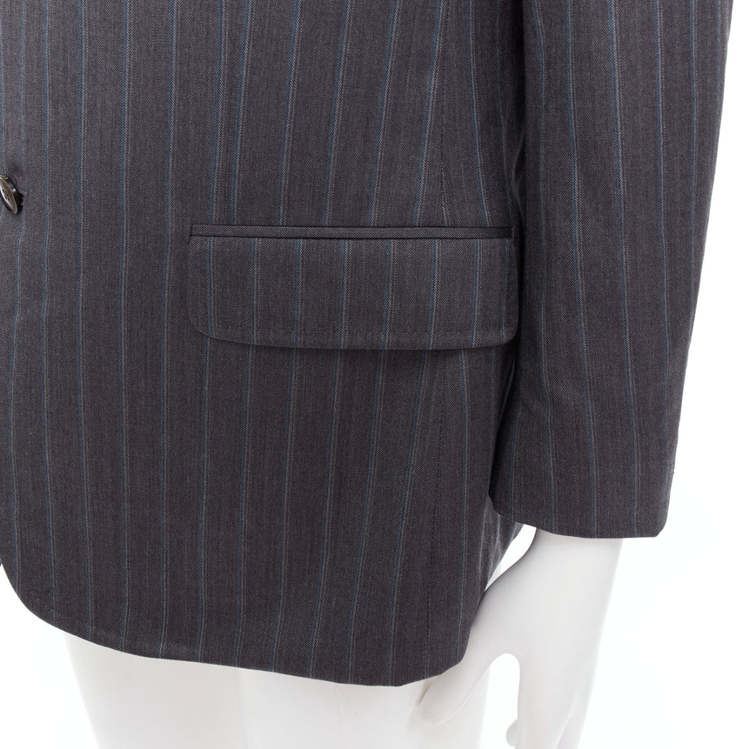 GUCCI Vintage grey blue wool cashmere pinstripe blazer IT52 XL