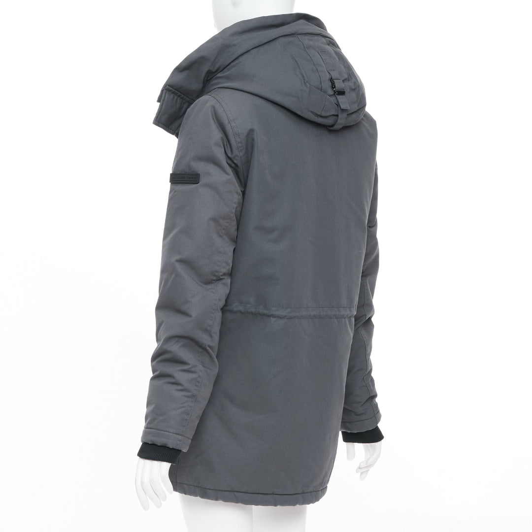 SANDRO Rescue charcoal grey padded technical pocketed hooded utility jacket XS