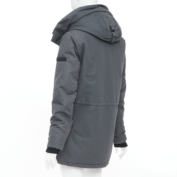 SANDRO Rescue charcoal grey padded technical pocketed hooded utility jacket XS
