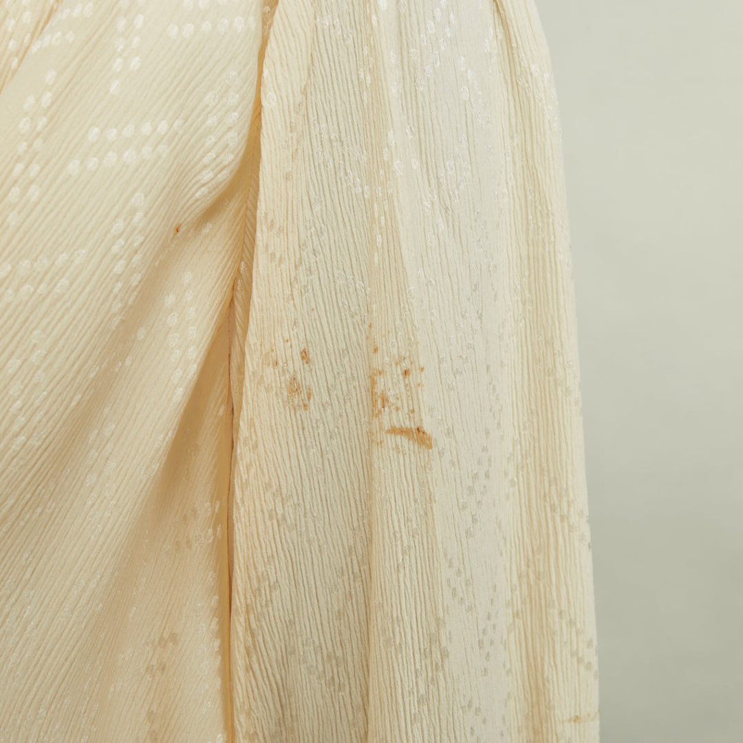 CHANEL ivory sheer silk georgette floral lace trim beach duster robe FR38 M