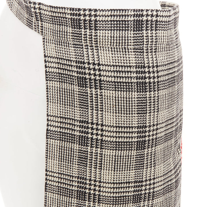 PRADA 2015 Glen check virgin houndstooth wool tweed half skirt belt IT40 S