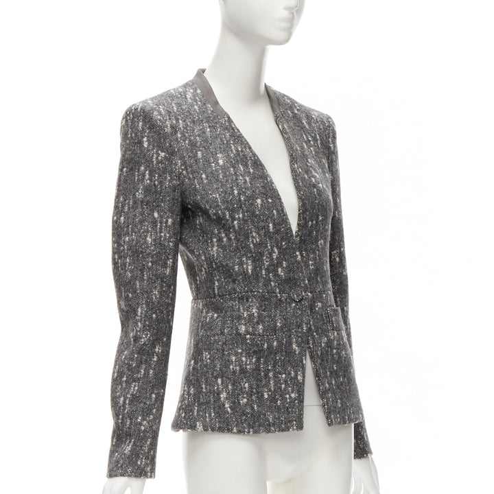 Female mannequin wearing Balenciaga by Nicolas Ghesquiere 2009 Grey Cupro Women Blazers in Size FR38 | Available at JHROP