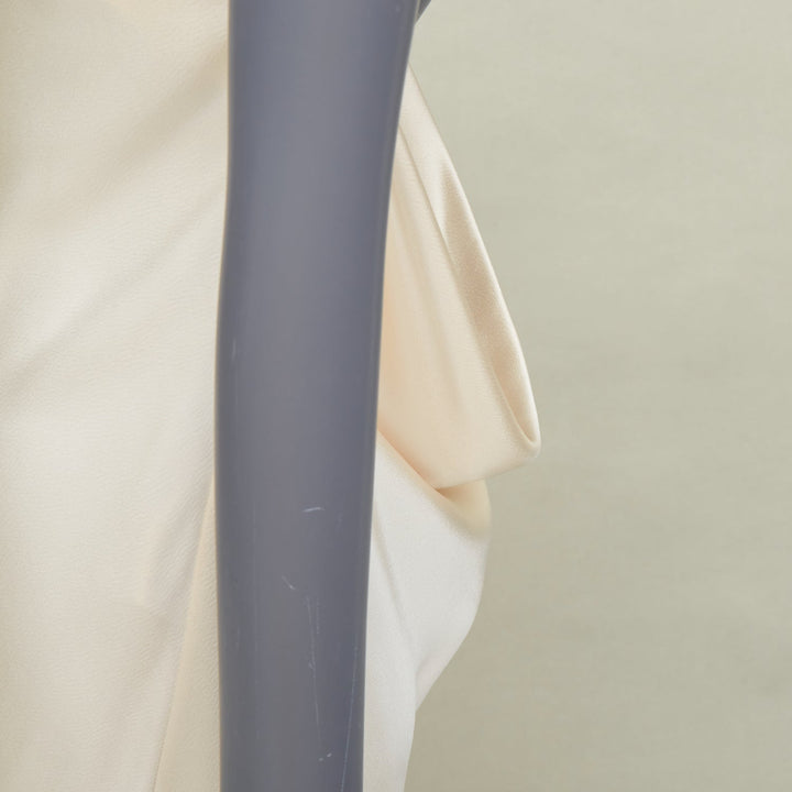 SAINT LAURENT 2022 Bridal ivory silk cowl neck open back mini slip dress FR38 M