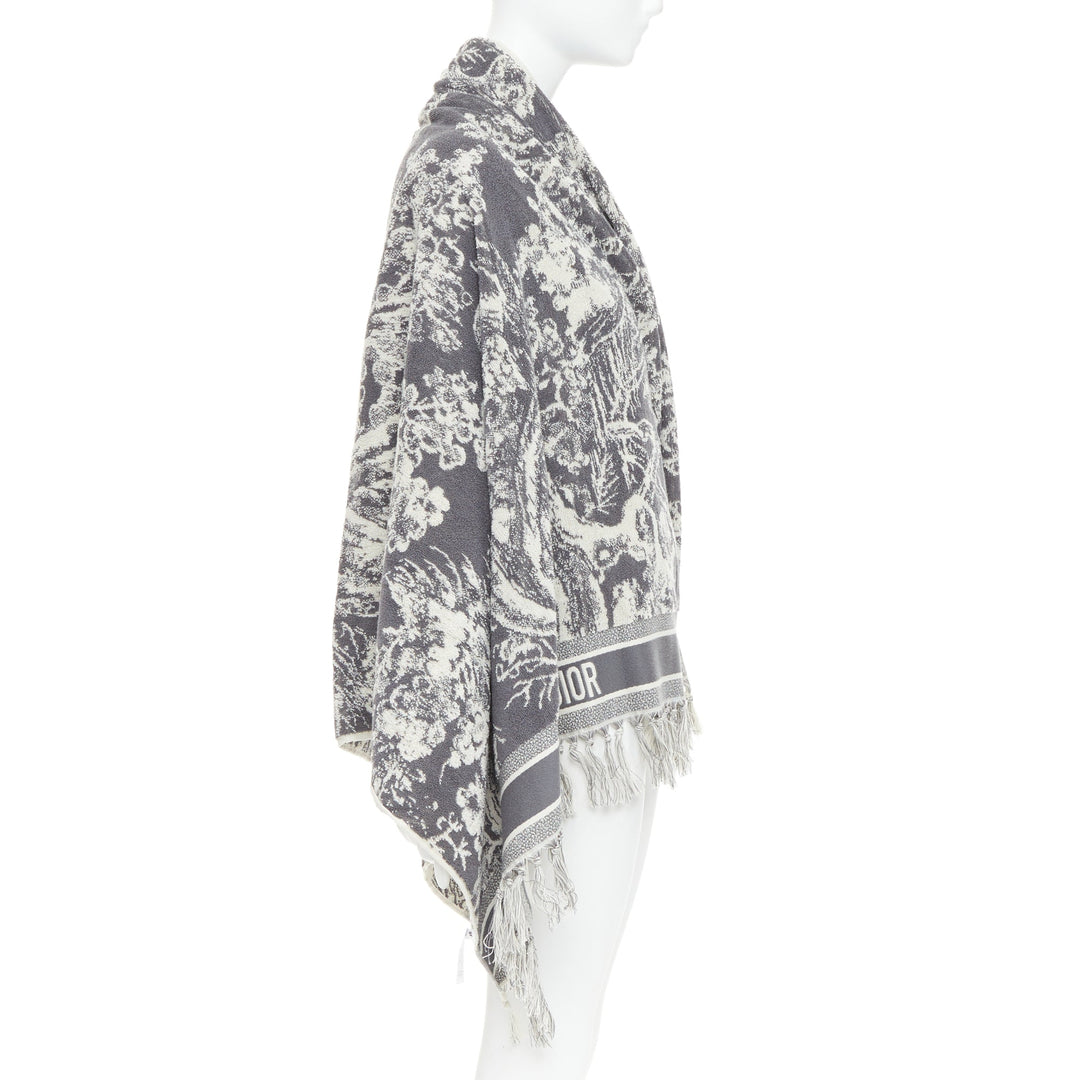 CHRISTIAN DIOR Toile de Jouy ivory grey reverse cotton big beach towel