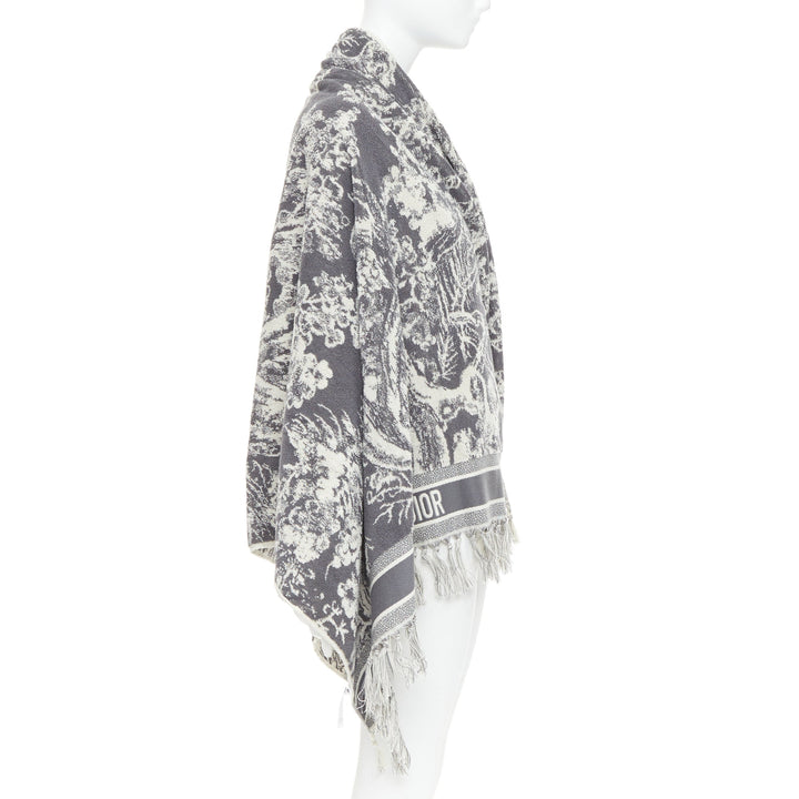 CHRISTIAN DIOR Toile de Jouy ivory grey reverse cotton big beach towel