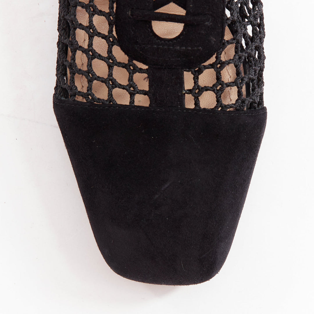 CHRISTIAN DIOR Naughtily-D black suede caged lace up ankle boots EU37.5