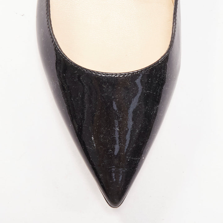 JIMMY CHOO black patent leather pointed toes flat shoes EU37