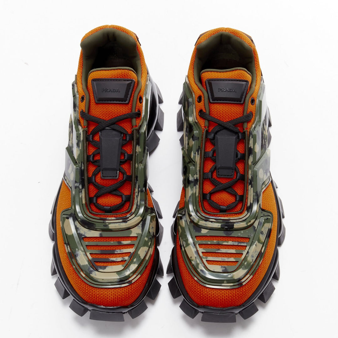 rare PRADA Cloudbust Thunder orange green camo sneaker UK9.5 EU43.5