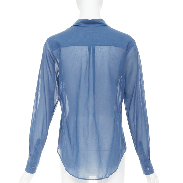 JIL SANDER 2011 Raf Simons blue cotton sheer patch pocket shirt FR36 S
