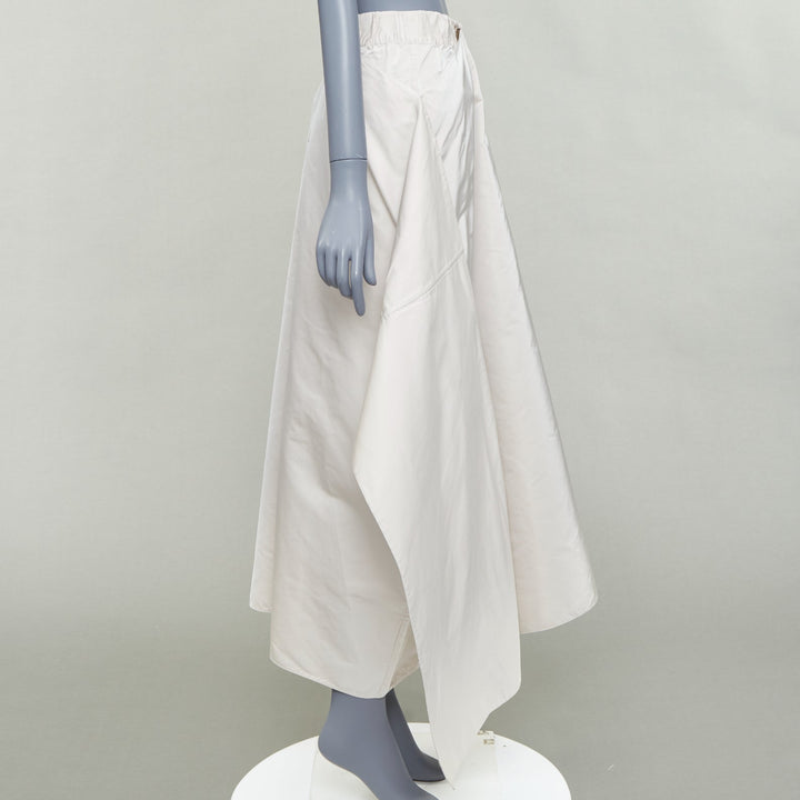 JIL SANDER light grey shiny taffeta 3D deconstructed A-line midi skirt FR34 XS