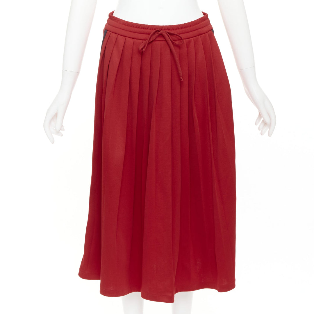 GUCCI Alessandro Michele red pleated Signature Web side track skirt XS