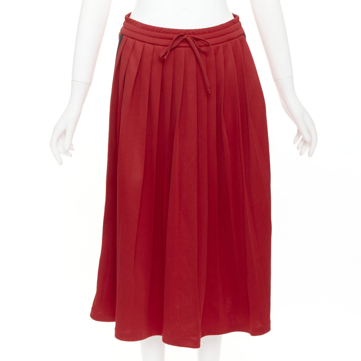 GUCCI Alessandro Michele red pleated Signature Web side track skirt XS