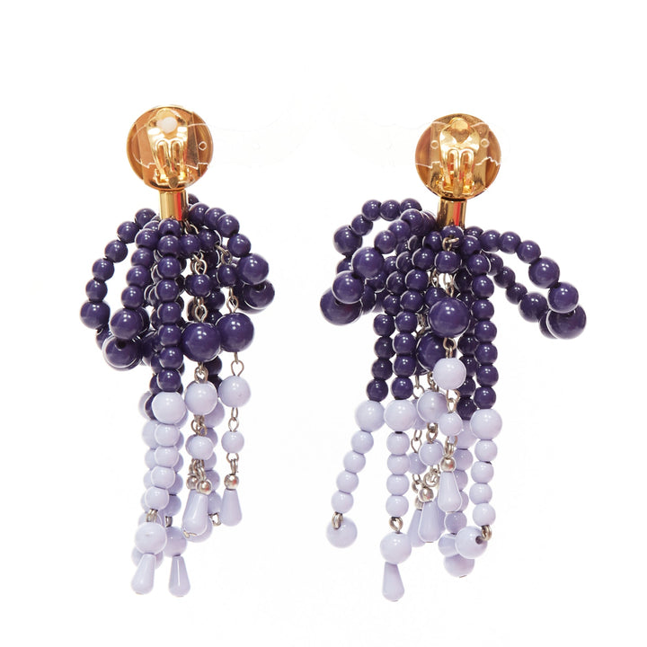 MARNI contrast blue beads statement dangling clip on earrings Pair