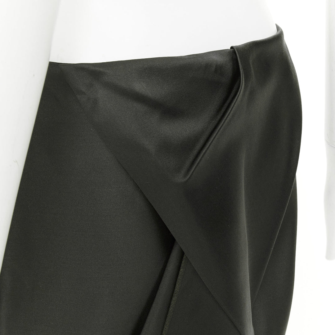 PRADA 2022 Runway black silk satin origami trail train mini skirt IT40 S