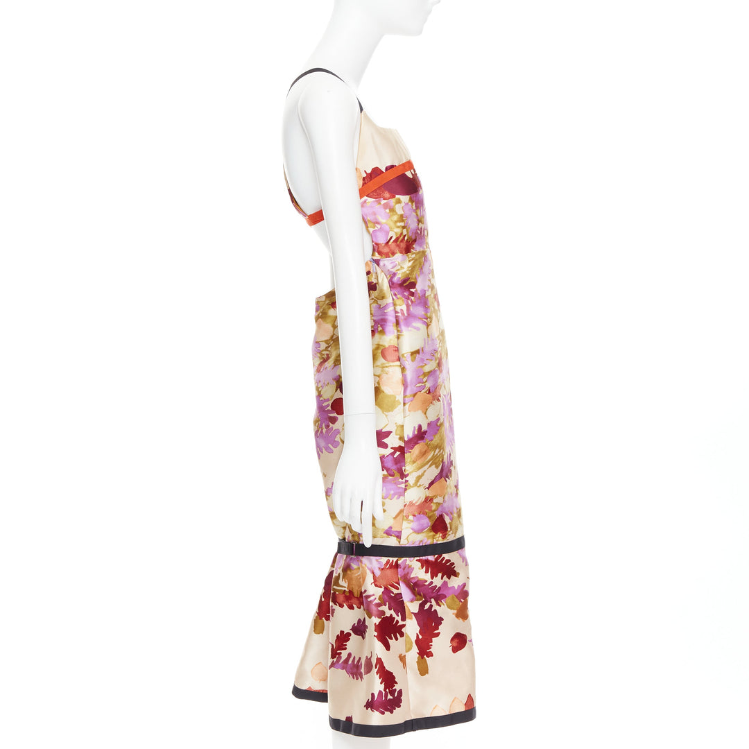 rare PRADA 1999 Runway Vintage neoprene duchess floral bondage dress IT38 XS