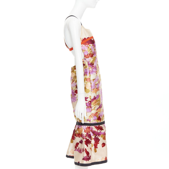 rare PRADA 1999 Runway Vintage neoprene duchess floral bondage dress IT38 XS