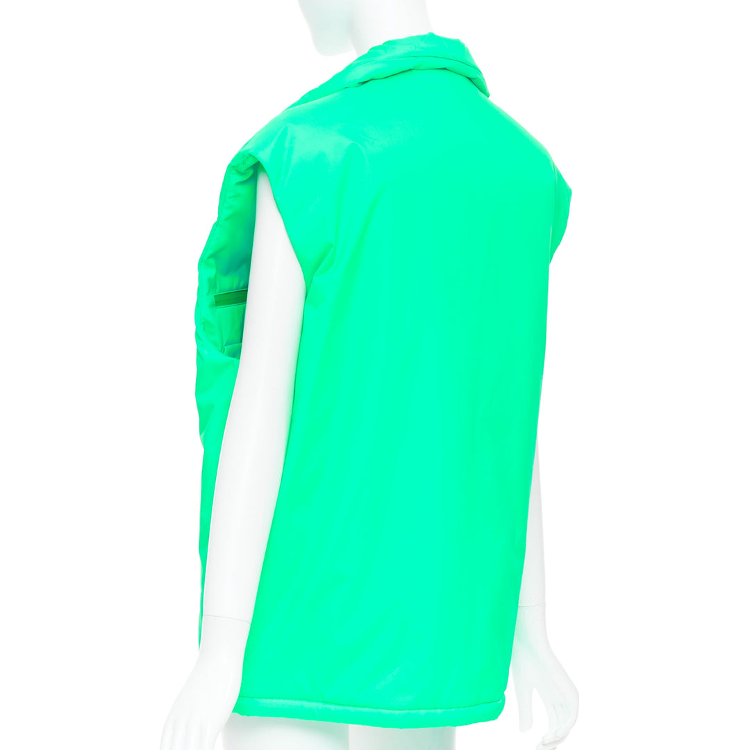 PRADA 2018 Linea Rossa Primaloft neon green nylon red logo puffer vest S