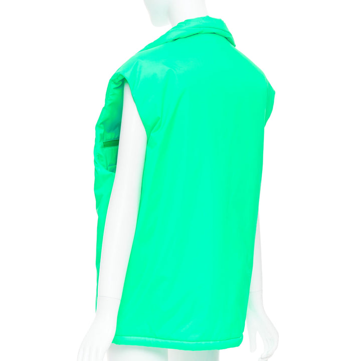 PRADA 2018 Linea Rossa Primaloft neon green nylon red logo puffer vest S