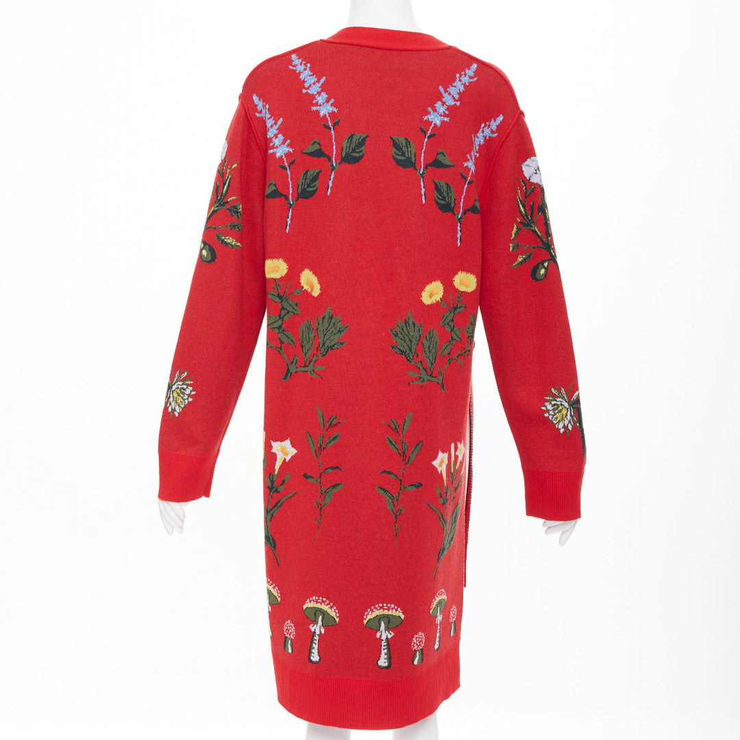 MONSE 2022 Magic Garden oversized red wool mushroom jacquard cardigan S