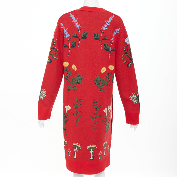 MONSE 2022 Magic Garden oversized red wool mushroom jacquard cardigan S