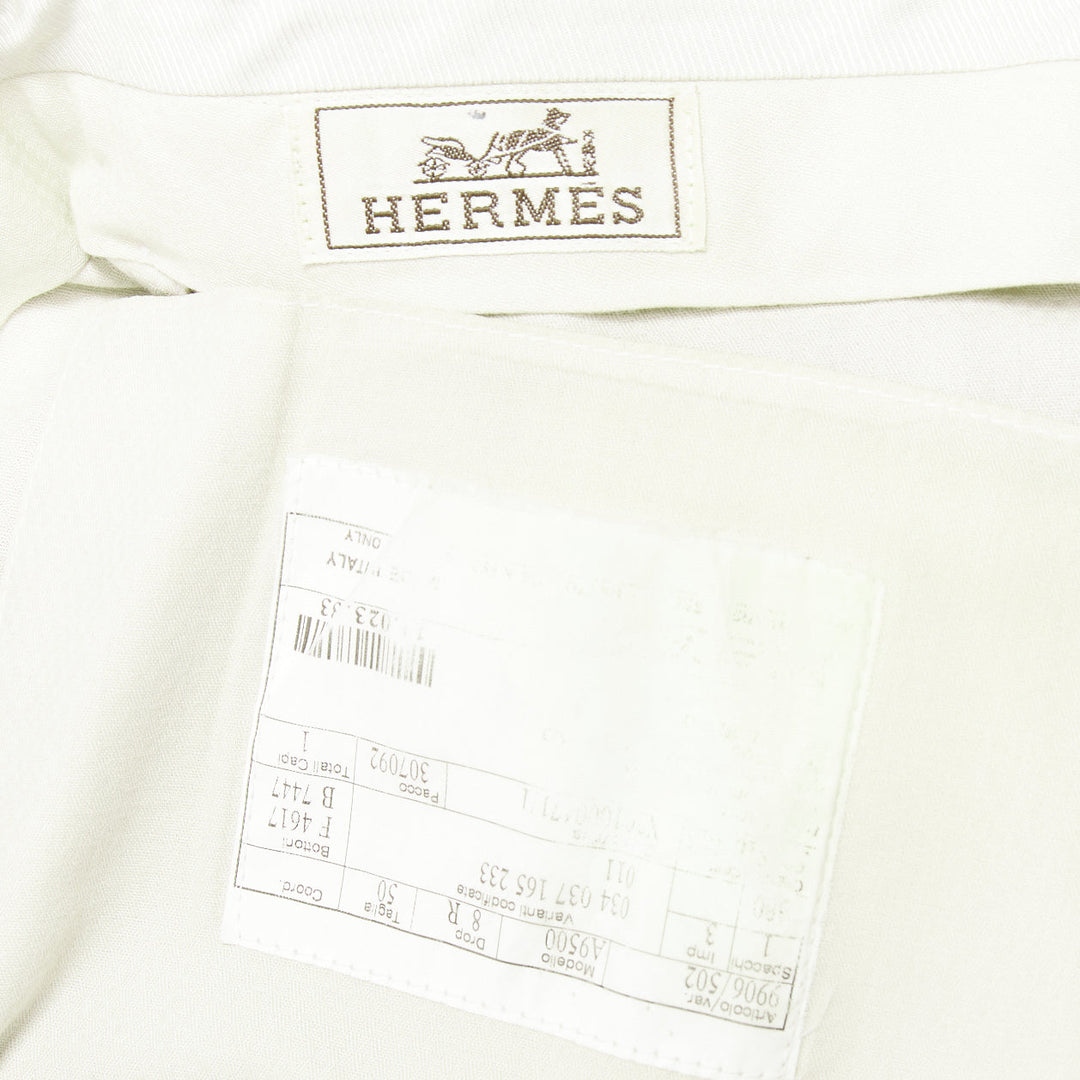 HERMES grey wool handstitched back pockets straight leg trousers IT50 XL