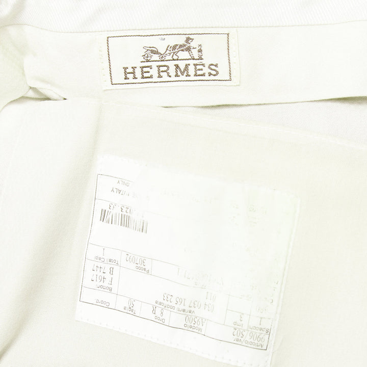 HERMES grey wool handstitched back pockets straight leg trousers IT50 XL