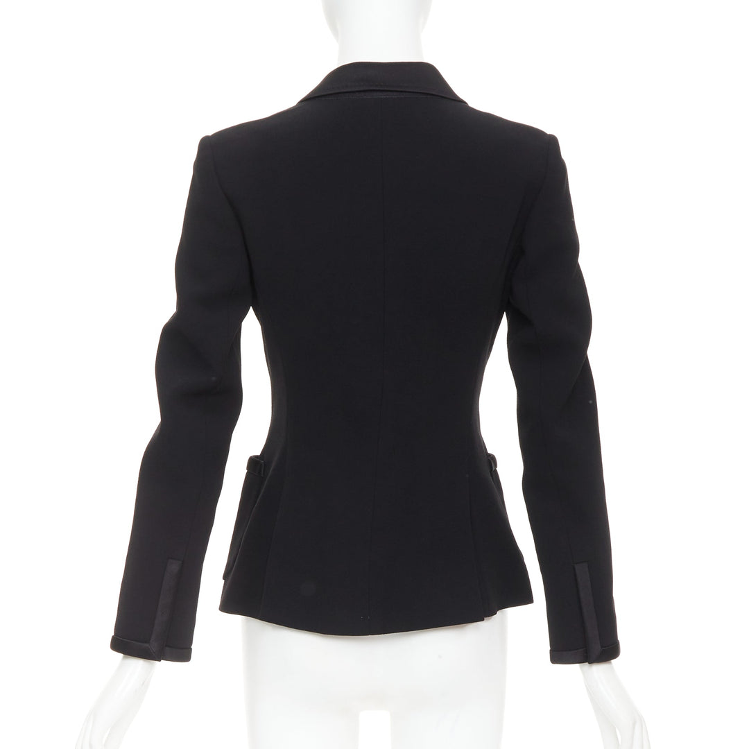 BALENCIAGA Vintage 2010 black satin trim fitted blazer jacket FR36 S