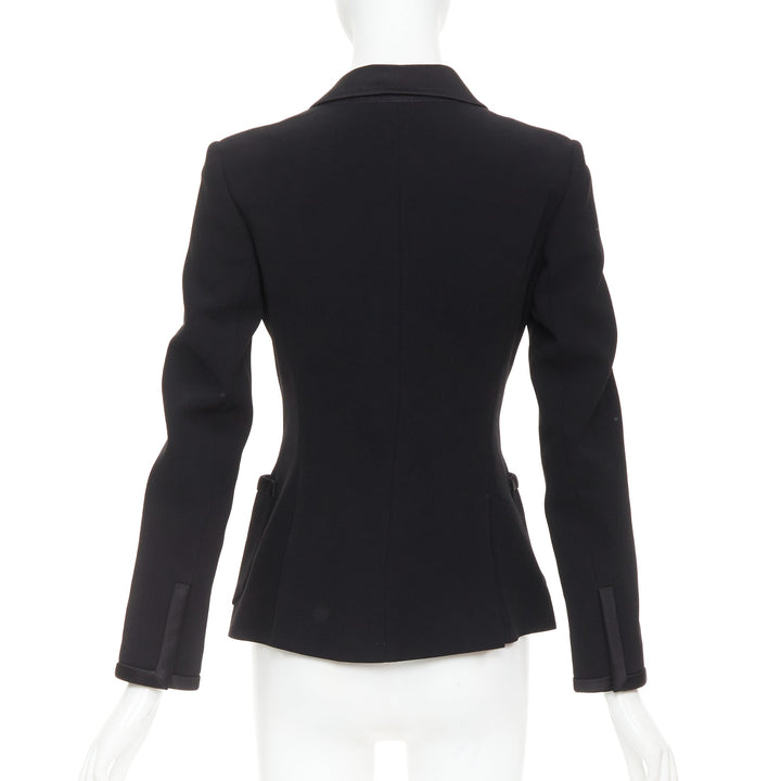 BALENCIAGA Vintage 2010 black satin trim fitted blazer jacket FR36 S
