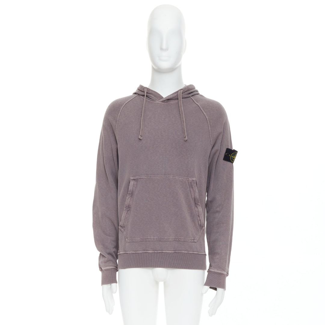 STONE ISLAND purple dust treatment washed grey purple cotton hoodie M