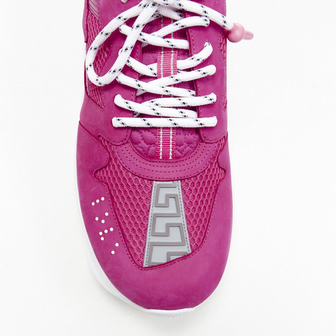 VERSACE Chain Reaction Blowzy all pink suede low top chunky sneaker EU42