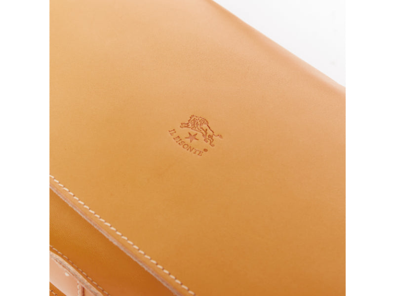 IL BISONTE Salina tan natural leather gold rings crossbody satchel bag