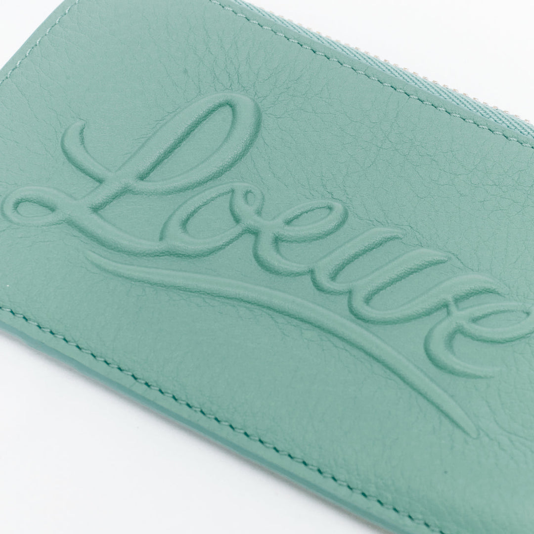 LOEWE teal blue leather hippo anagram pine charm logo zip holder