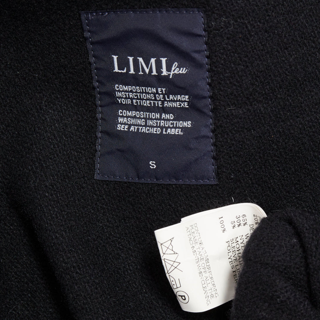 LIMI FEU black wool asymmetrical double breasted wool melton peacoat jacket S
