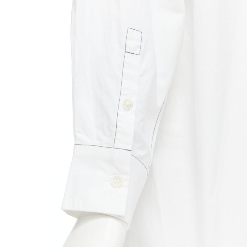 MARNI white cotton blue stitching deconstructed collar oversized shirt IT36 XS