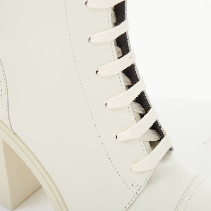 GIUSEPPE ZANOTTI Cubalibre white leather chunky block heel ankle boots EU39