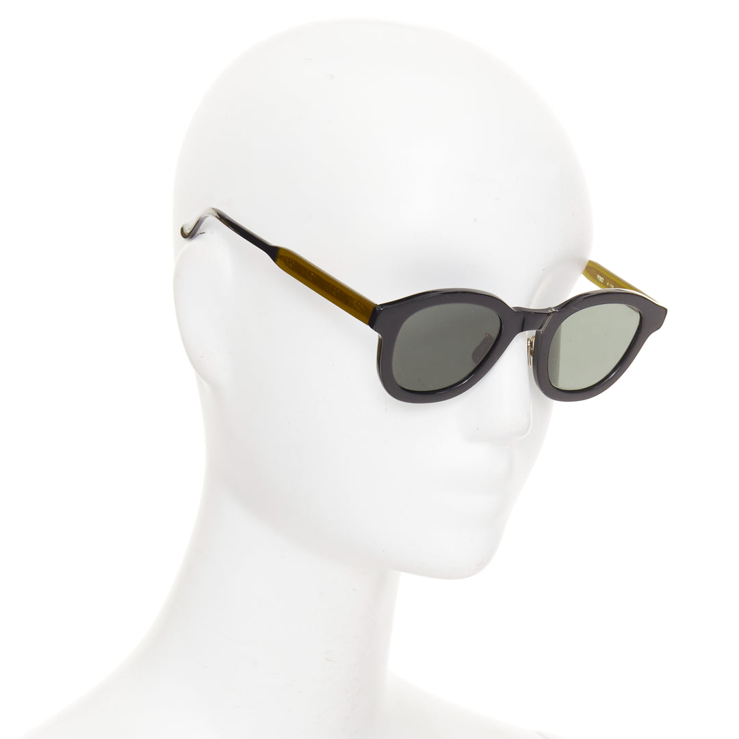 EYEVAN 7285 750 black orange frame amber temple hand-crafted sunglasses