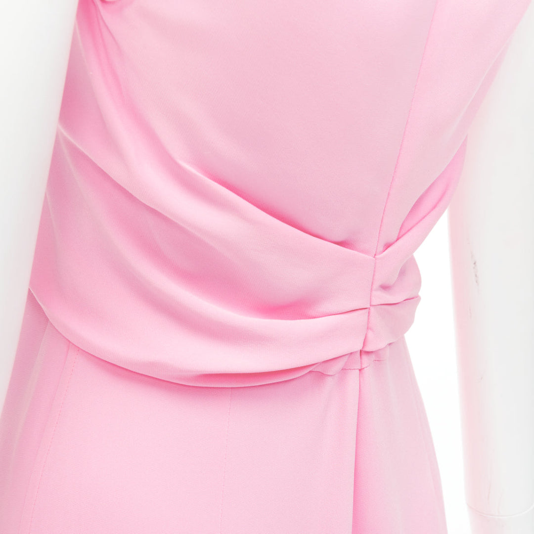 VICTORIA BECKHAM pink silky drape front ruched back sleeveless shift dress