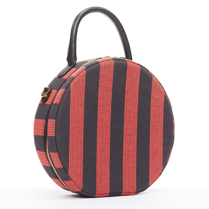 MANSUR GAVRIEL Circle black red striped fabric leather trim crossbody bag