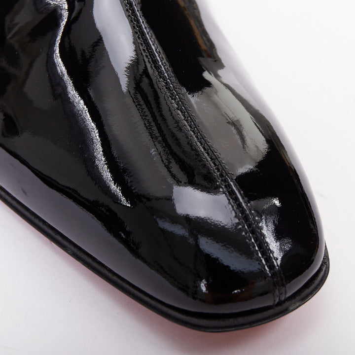 CHRISTIAN LOUBOUTIN Lipsiboot 35 black patent silver Egyptian Column boots EU43