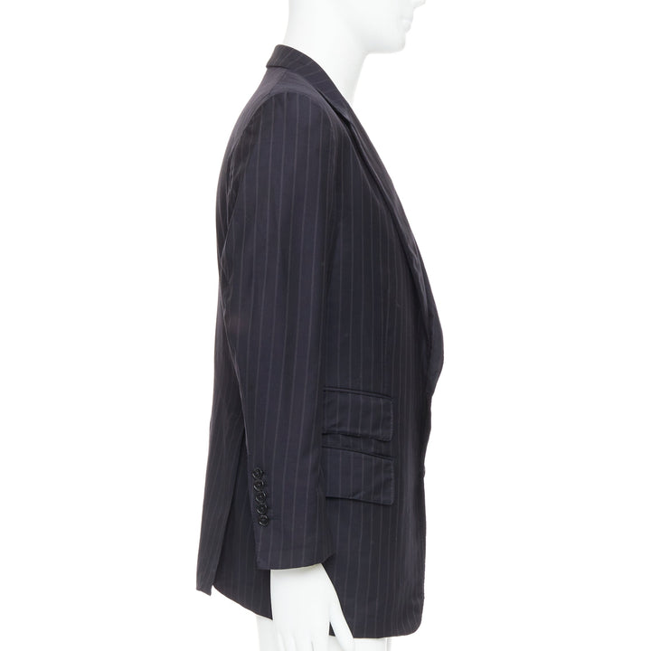 TOM FORD Windsor black wool silk pinstripe flap pocket blazer IT50 L