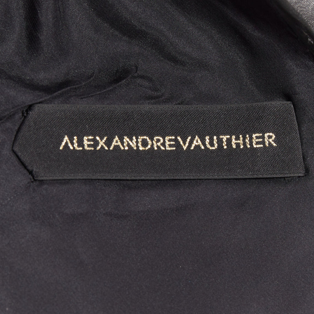 ALEXANDRE VAUTHIER sheer grey geometric long bead embellished drape jacket