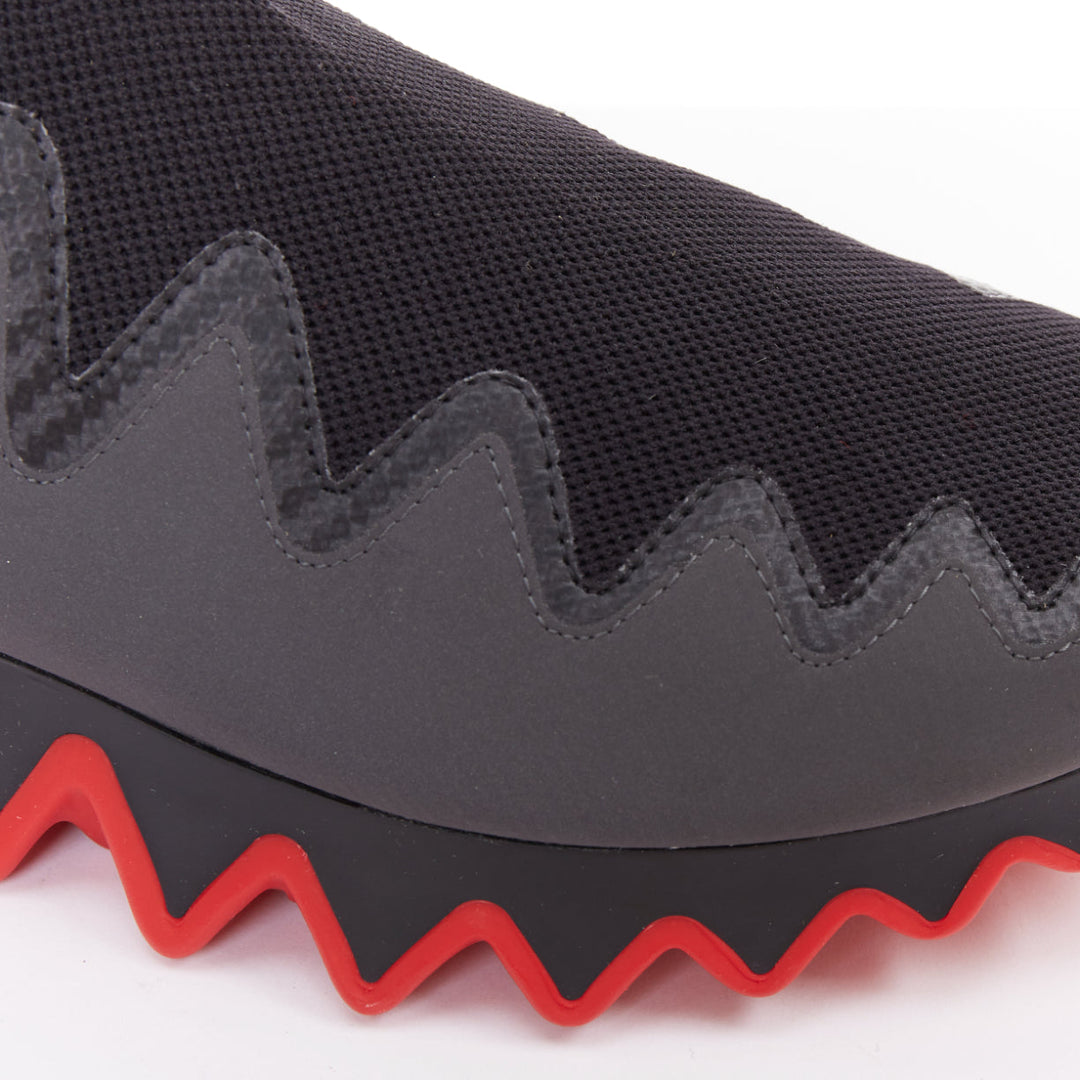 CHRISTIAN LOUBOUTIN Sharky Sock black sock spikey sole sneaker boot EU45 US12