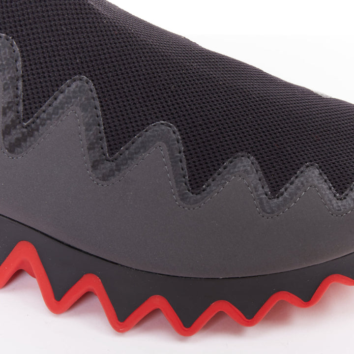 CHRISTIAN LOUBOUTIN Sharky Sock black sock spikey sole sneaker boot EU45 US12