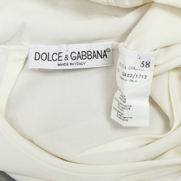 DOLCE GABBANA Vintage cream scoop neck darted fit top IT38 XS